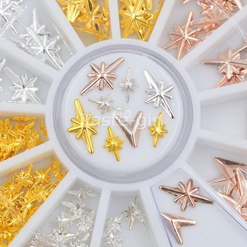 

2 sizes Gold silver 3D Metal starlight arrowhead triangle shape wheel For Nail Art Tips Decoration beauty Styling Accessories