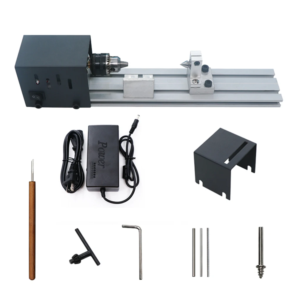 

80W 24V DC Mini Lathe Beads Polisher Machine CNC Machining Woodworking Craft DIY Rotary Tool Set Standard Version
