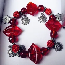 Горячая на заказ ручной работы красный стеклянный браслет в форме губ аксессуары креативные женские ювелирные изделия День Святого Валентина свадебные подарки для друзей