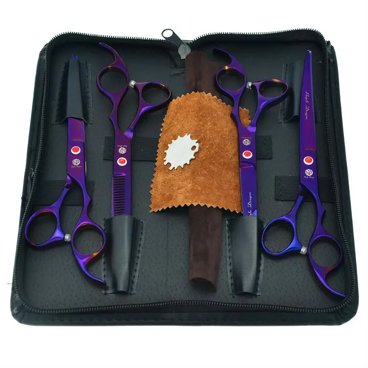 

7.0" Purple Pet Scissors Pet Dog Grooming Scissors Straight & Curved & Thinning Dog Shears Sharp Edge, LZS0367