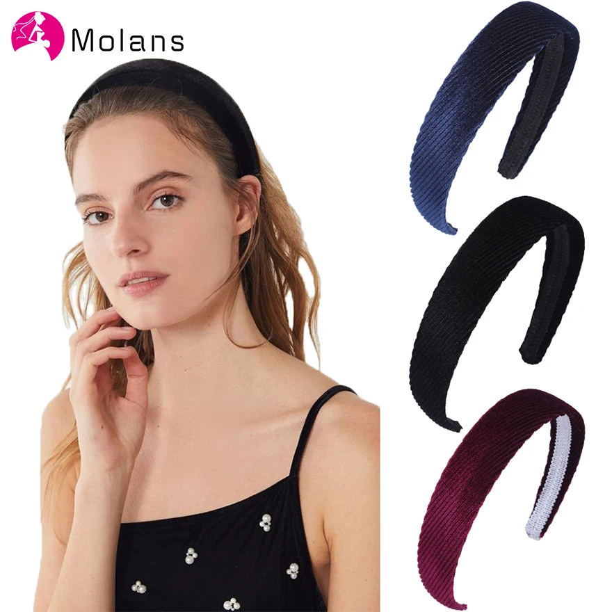 

Molans European 2019 Girls Hair Accessories Solid Female Hair Band Multi-color Slash Simple Headbands Women Wide Hair Hoops