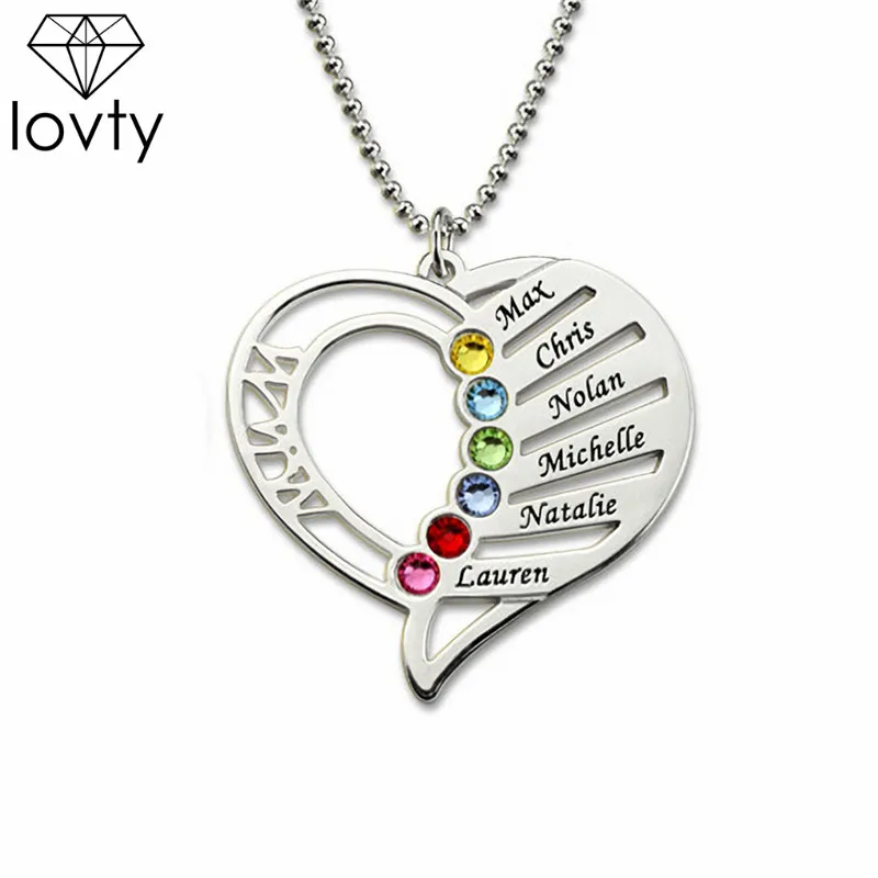 

lovty Female Personalized Necklace Silver Gold Rose Gold Birthstone Custom Pendant Necklace Women Birthday Gifts Necklace