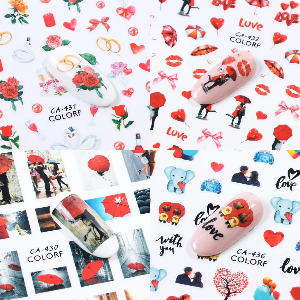 1 шт. романтичный слайдер на День Валентина наклейки для путешествий с цветами и