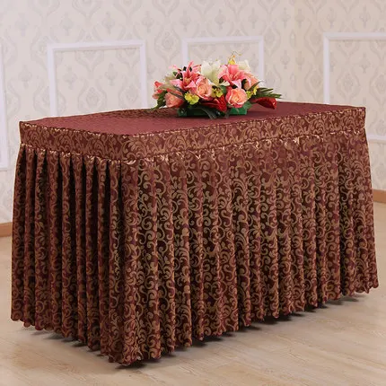 Custom-Made Hotel Table Skirting Meeting Wedding Banquet Check-In Table Buffet Thickening Jacquard Skirting Cover