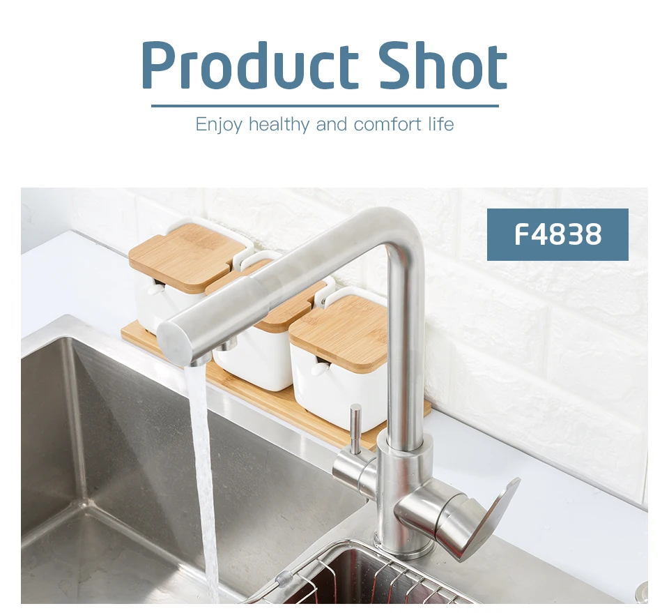 FRAP Kitchen Faucets with filtered drinking water stainless steel kitchen sink faucet saving water taps mixer faucet tapware