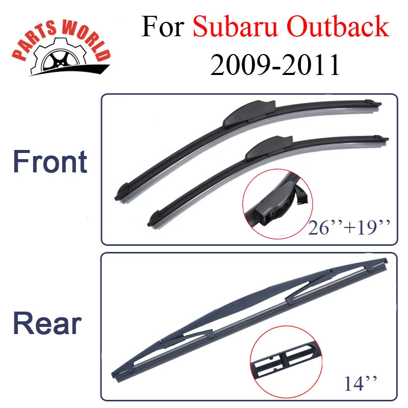 Windscreen Front And Rear Wiper Blades For Subaru Outback 2009 2010
