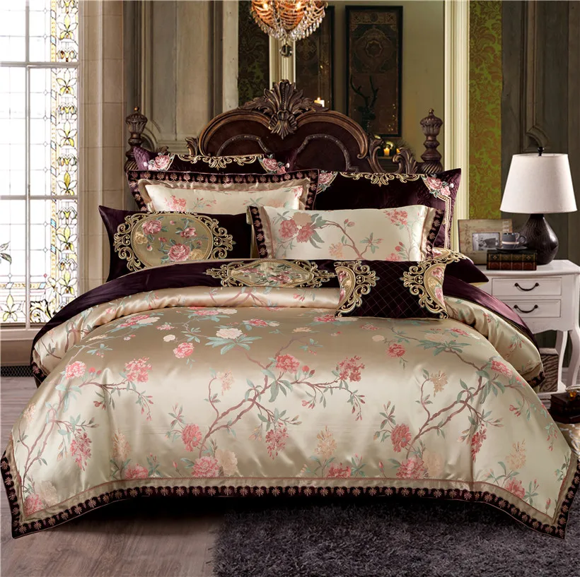 Luxury Royal Bedding Set Queen King Bed Set Satin Egyptian Cotton