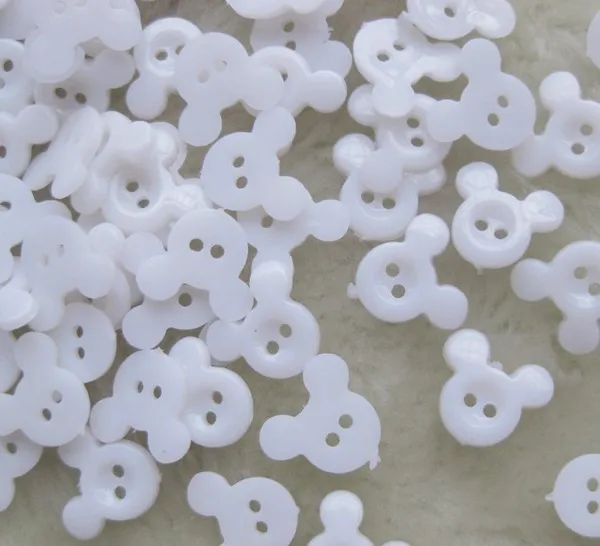 50 шт. 15 мм белый цвет пластик 2 отверстия в форме Микки кнопки для рукоделия швейная одежда для детей