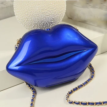 

2018 New Fashion Blue/Gold/Red/White 6 Colors Clutch Women Bags Hot Selling Mouth Shape Female Daily Clutches Party Dinner Bag