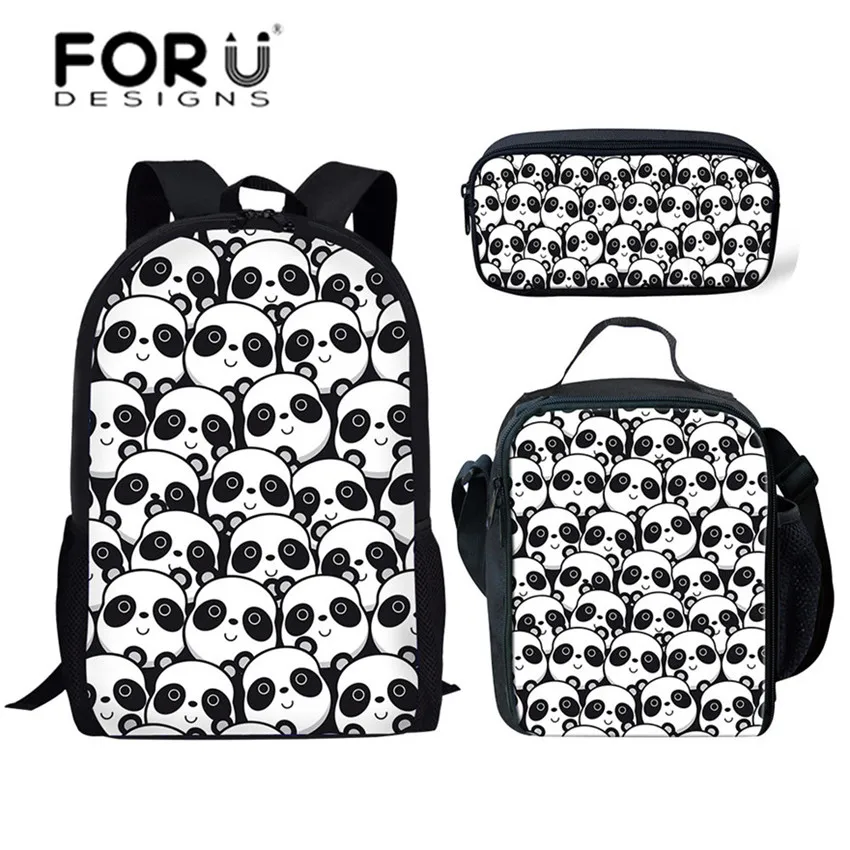 #*Cheap FORUDESIGNS Shoulder Backpack for School Cute Animal Panda Printing School Bags Kids Primary School Bag Girls 3pcs set Book Bags