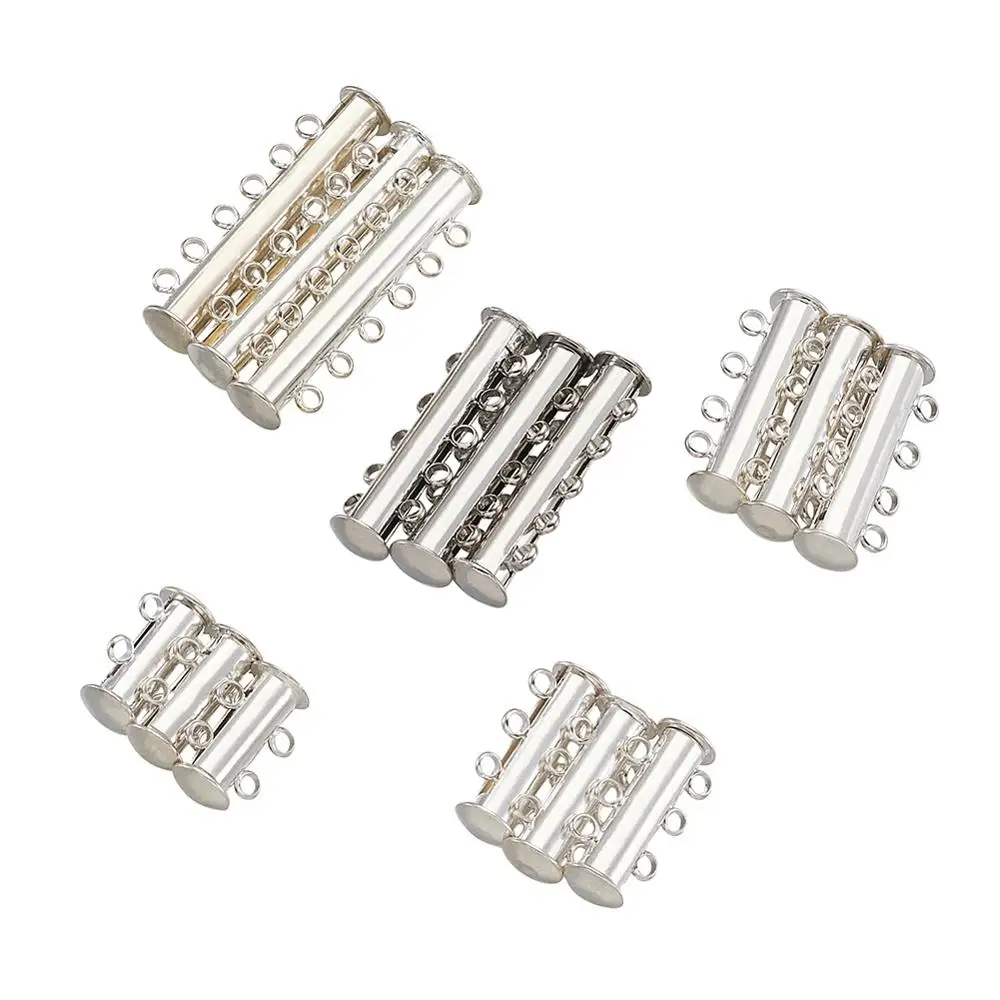 

15pcs 2/3/4/5/6-Strand Slider Magnetic Lock Clasps Brass Tube Connectors Layering Clasp for Jewelry Necklace Bracelet Making