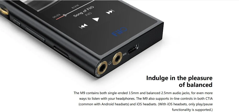 FiiO M9 Portable High-Resolution Audio Player AK4490EN*2 Support WIFI Bluetooth DSD128 USB Audio  DAC SPDIF output