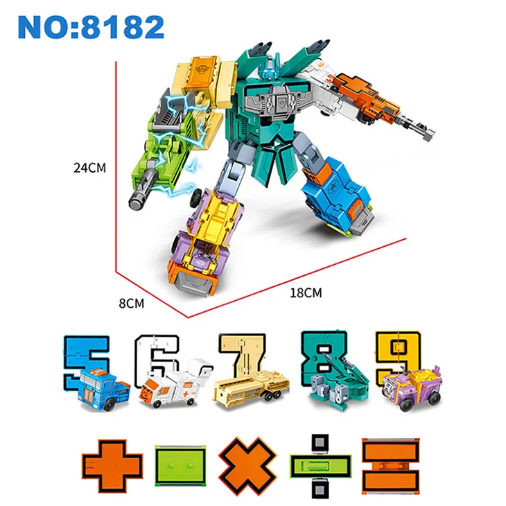 10PCS Action Figure Transformation Number Robot Toy Building Blocks Deformation Pocket Morphers Educational Toy for Children - Цвет: 10PCS without box