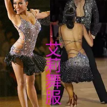 Настроить горный хрусталь Костюмы для латиноамериканских танцев танцевальные костюмы для Обувь для девочек