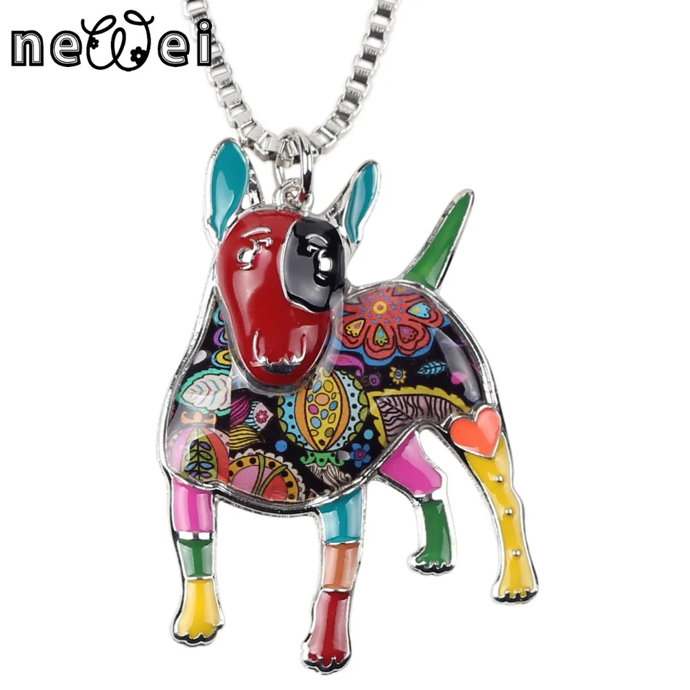 Bonsny Statement Maxi Alloy Enamel Bull Terrier Choker font b Necklace b font Chain font b