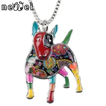 Bonsny Statement Maxi Alloy Enamel Bull Terrier Choker Necklace Chain Pendant Collar 2017 Fashion New Enamel Jewelry Women