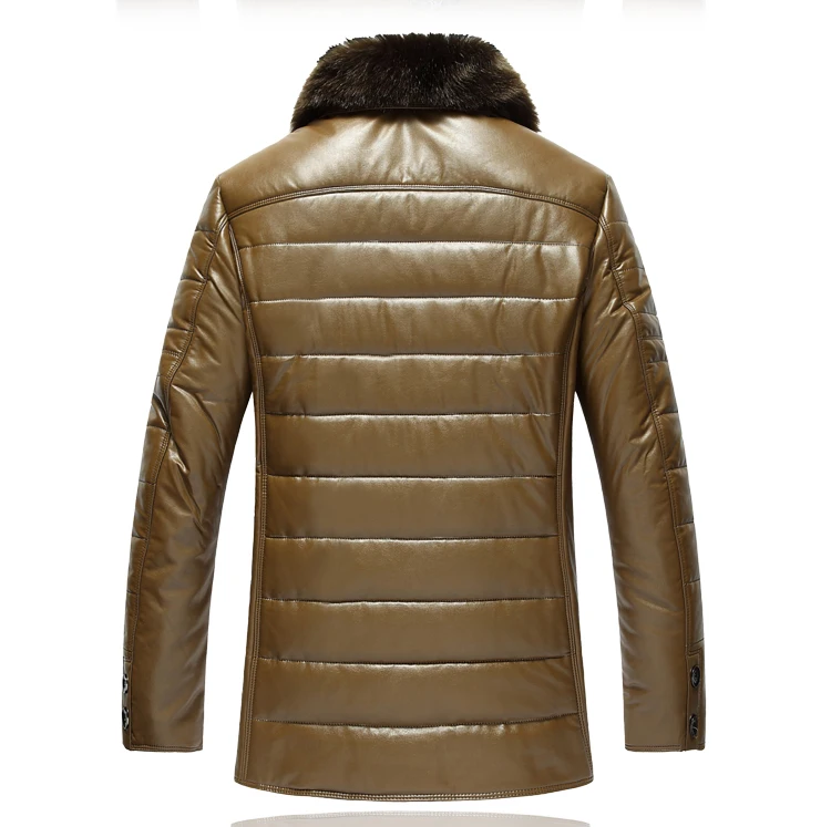 LONMMY Mens leather jackets Plus velvet thickened Winter jacket men Fake fur coat male Black Yellow Green Outerwear windbreaker