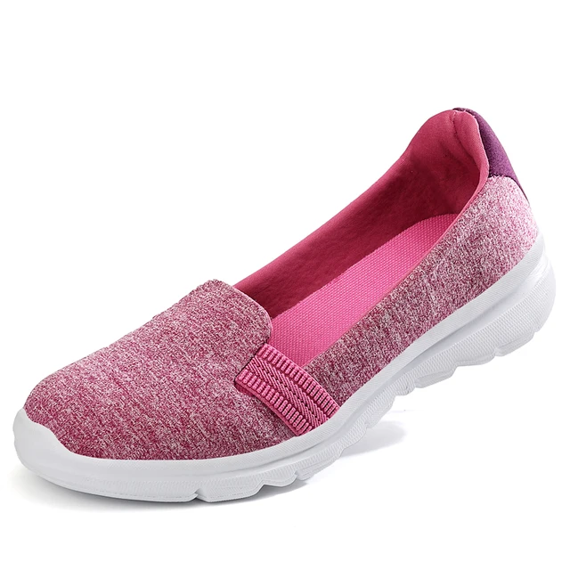 US $5.43 Women Sneakers Female Knitted Vulcanized Shoes Casual Slip On Ladies Flat Shoe Mesh Trainers Soft W