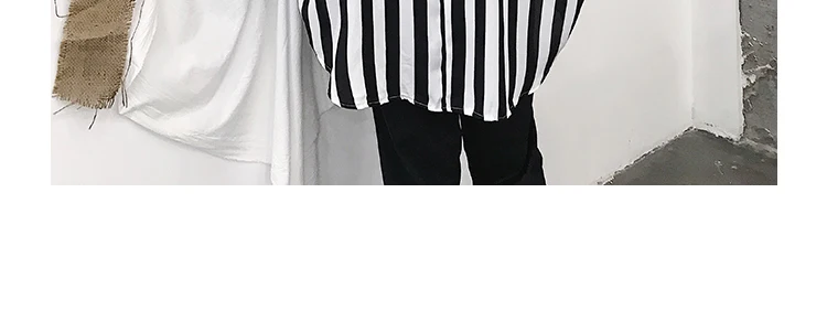 Осенние мужские модные рубашки в черно-белую полоску больших размеров для ночного клуба DJ певица хип-хоп панк-рок сценический костюм Мужская Повседневная Блузка