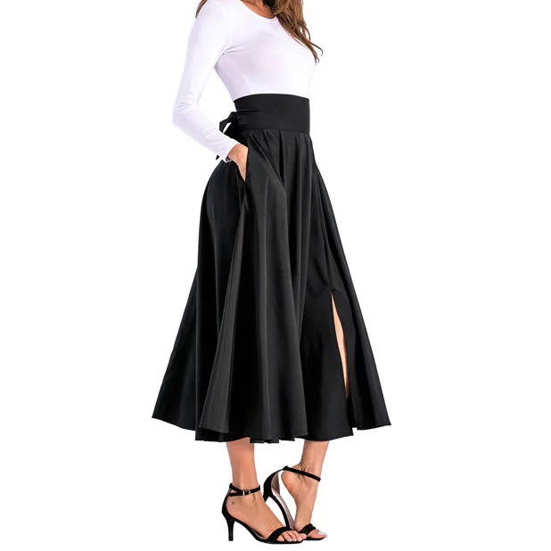 U-SWEAR 2019 Новое поступление Модная женская юбка А-силуэта Империя до середины икры Vestidos женская уличная элегантная Clic Solid Мягкая юбка с