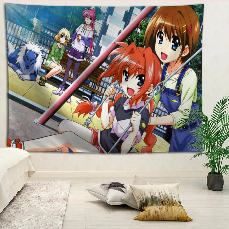 Волшебная Девушка Лирический Nanoha подвесной тканевый фон настенное покрытие спальня ремонт кровать украшение гобелен Пользовательский логотип - Цвет: 2