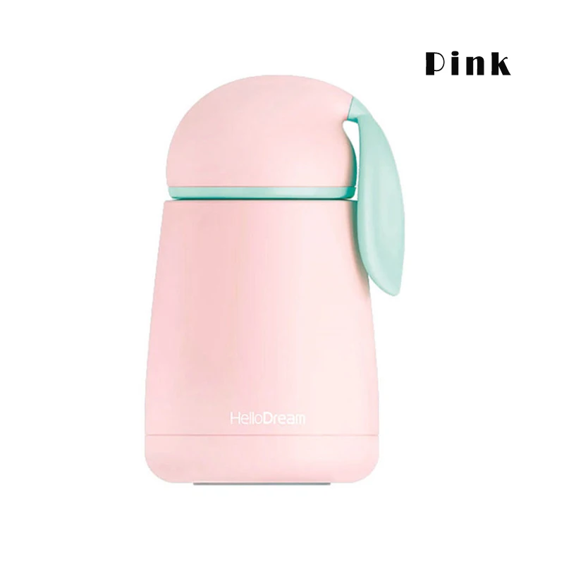 Pink 300 мл милый термос-бутылка с мультяшным кроликом термос-чашка из нержавеющей стали вакуумная колба Мини-детская термобутылка Изолированная чашка для путешествий - Цвет: Pink