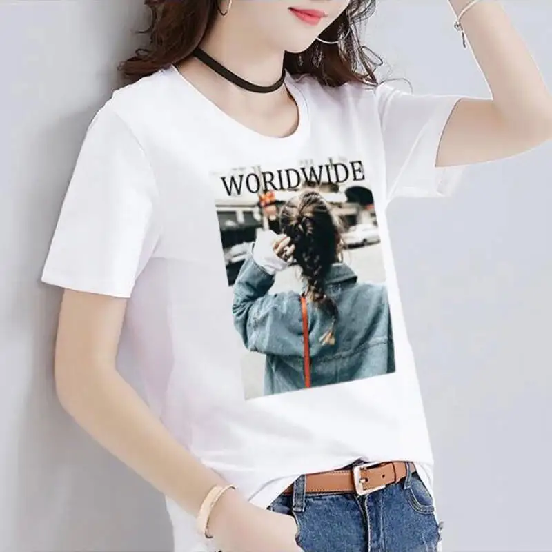 

Cacual Harajuku T-shirts Women 80s 90s Print Hot Sale T Shirts O-Neck Spandex Soft Tees Short Sleeved Summer Tops Plus size