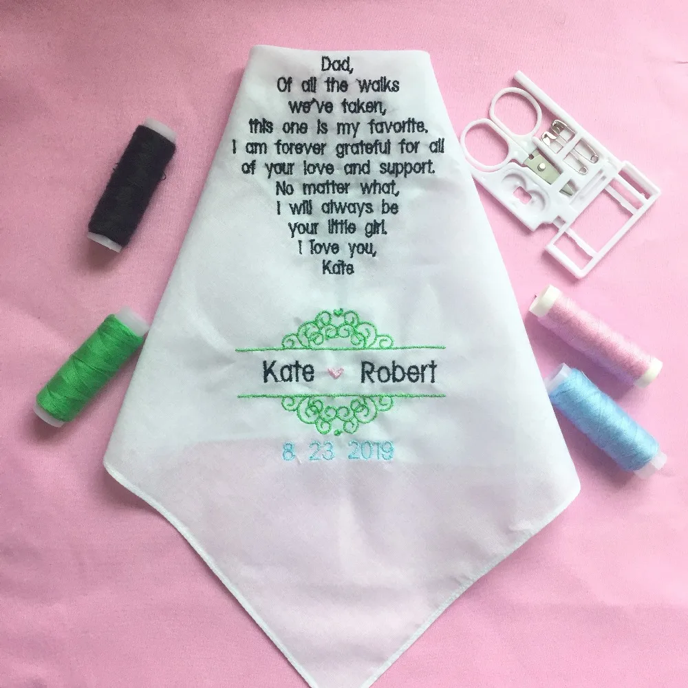 

Custom Wedding Handkerchiefs for Father of the Bride, Embroidered Wedding Hankies for Bride Father, Wedding Gift to Bride Father