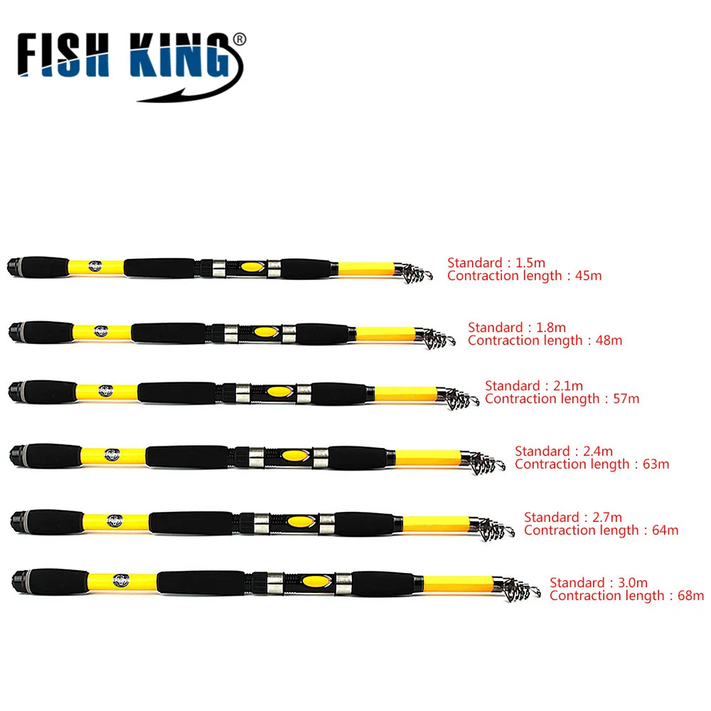 

Fish King Carp Fishing Rod Standard 1.5-3M C.W 15-150G Length 45-68Cm 5 Secs Actual Weight 130-240G Spinning Rod Fishing Tackle