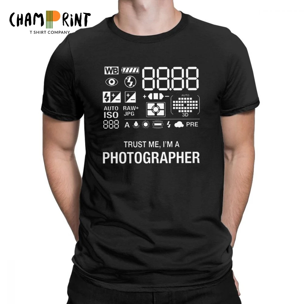 

Men Photographer T-Shirts Unique 100% Cotton Camera Tees Short Sleeve Photography Gift T Shirts Funny Present Clothing Classic