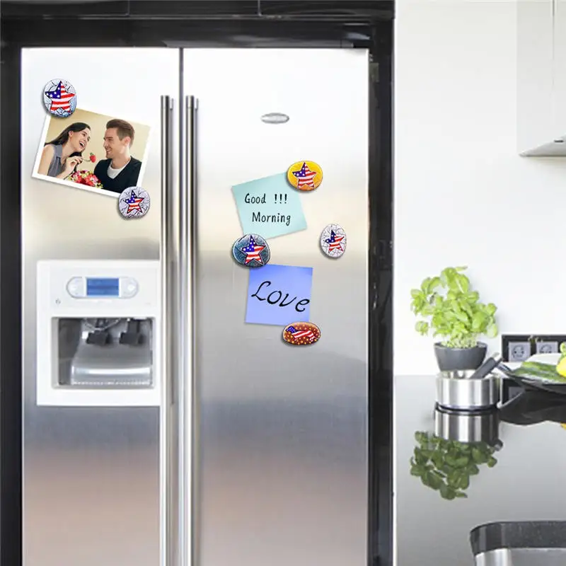 

ridge magnet Creative design 6 Pcs Of Stone Painted American Flag Series Magnetic Refrigerator Stickers home essentials @C