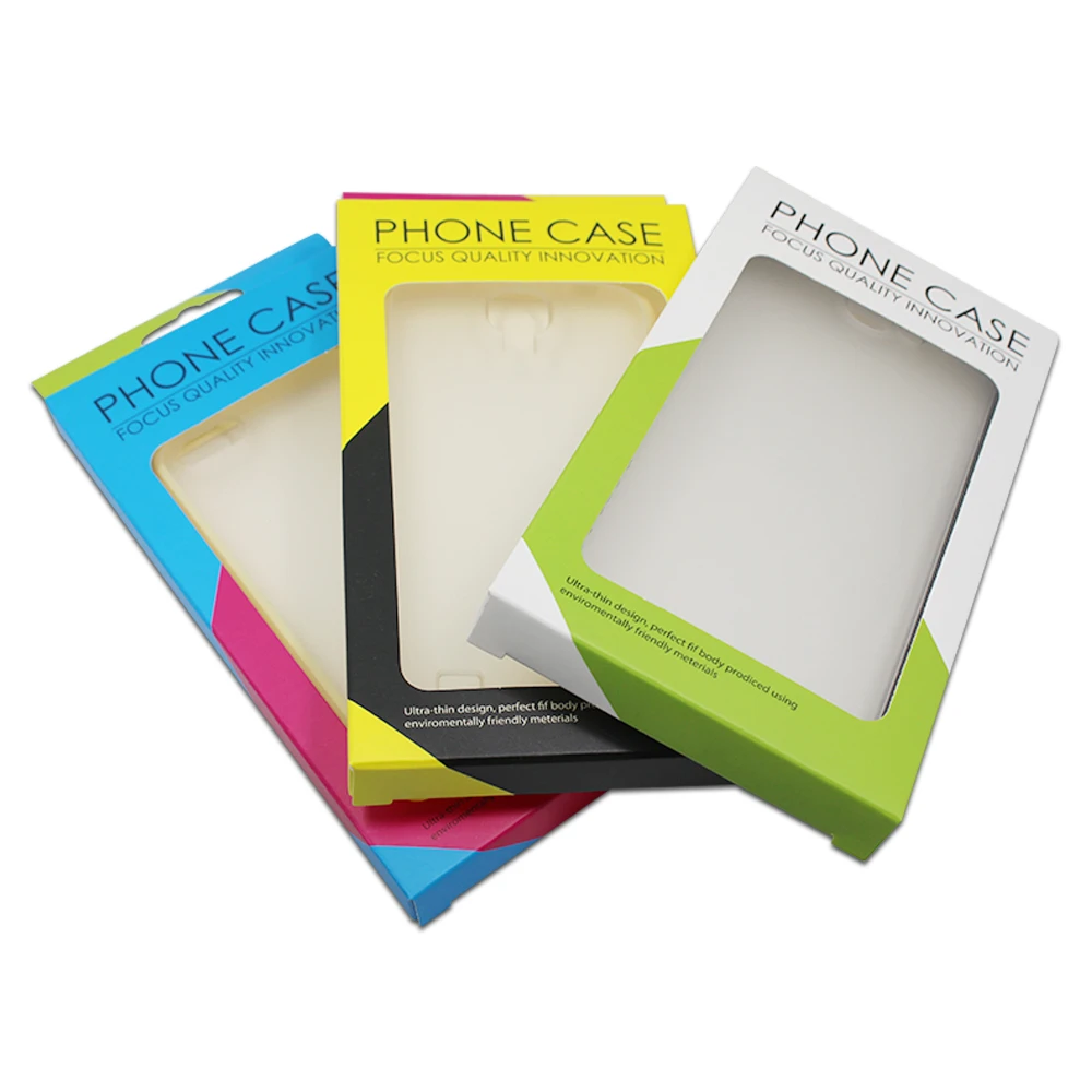 

20Pcs/ Lot 9*16*1.5cm Event Paper Cell Phone Case Package Clear Window Pack Box Mobile Phone Shell Packaging Box With Hang Hole