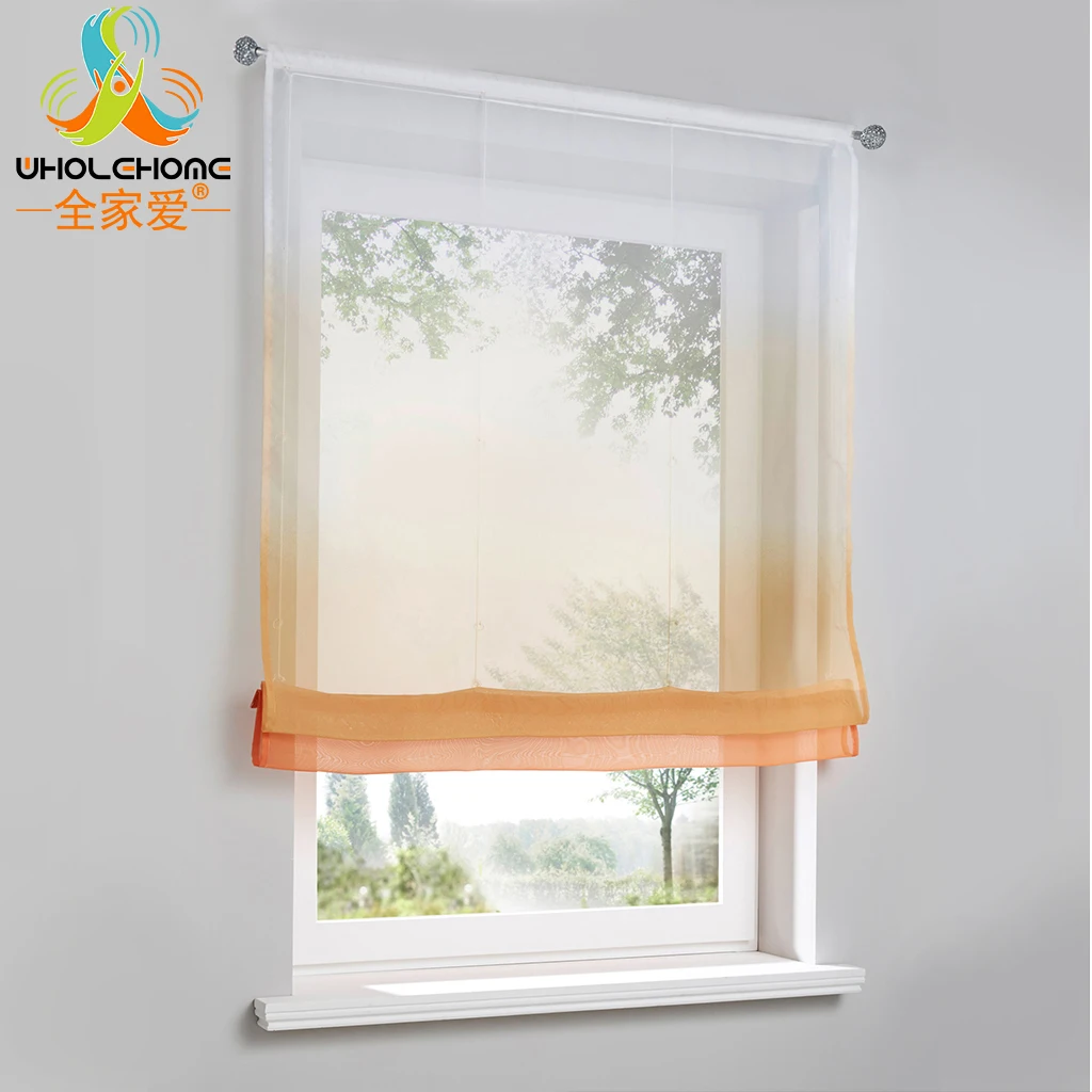 

High Grade Gradient Color Roman Curtain Sheer Voile Screening Panel Window Curtains 1 PCS/Lot Living Room Tulle Curtain
