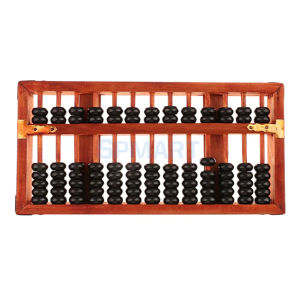 13 Rows Vintage Chinese Wooden Bead Arithmetic Abacus with Box Classic Ancient Calculator Counting Collection Gift Kids Toy
