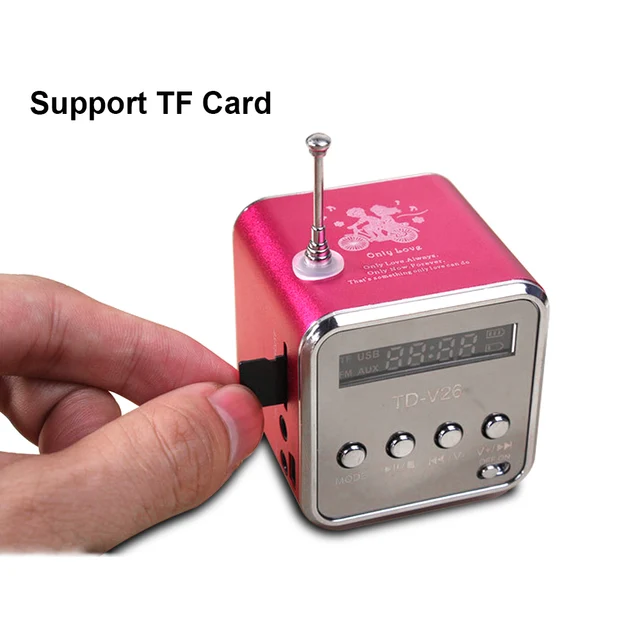TD-V26 Digital Radio Mini Speaker Portable Radio Fm For Phone Receiver Support SD/TF Card Mp3 Music Player with Usb