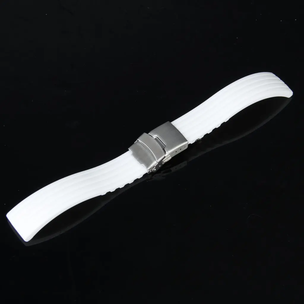 

YCYS-Silicone Rubber Watch Straps Clasp Waterproof 20 mm White