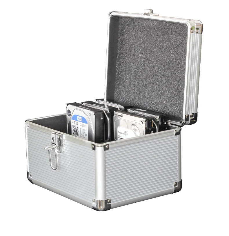 10 Bahía 35 pulgadas SSD/HDD Disco Duro protector de almacenamiento caja de transporte de aluminio