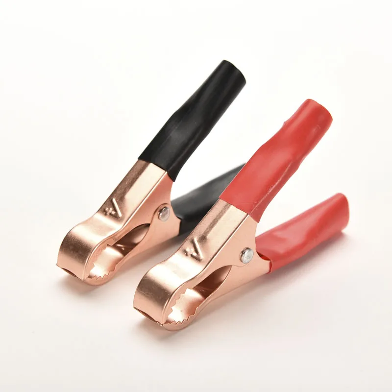 2Pcs Red&Black Car Battery Clip Cables Alligator Clips Charger Clamp  Ec 