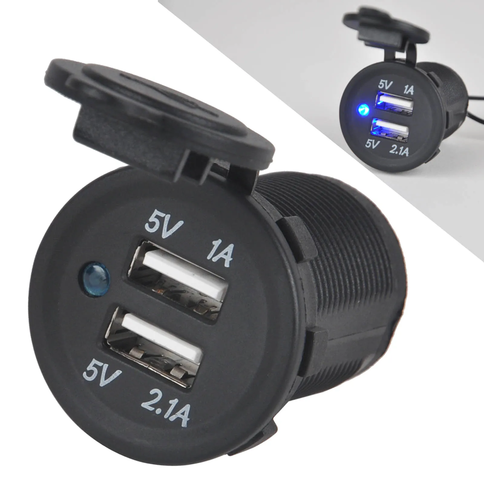 New Auto Motorcycle Dual USB Socket Charger Power Adapter Outlet Power