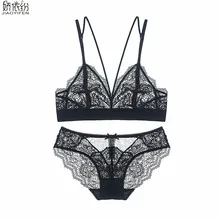 JYF сексуальный кружевной ультра тонкий бюстгальтер, набор дышащего нижнего белья, сексуальные женские Треугольные чашечки размера плюс s m l xl наборы бюстгальтер+ трусы