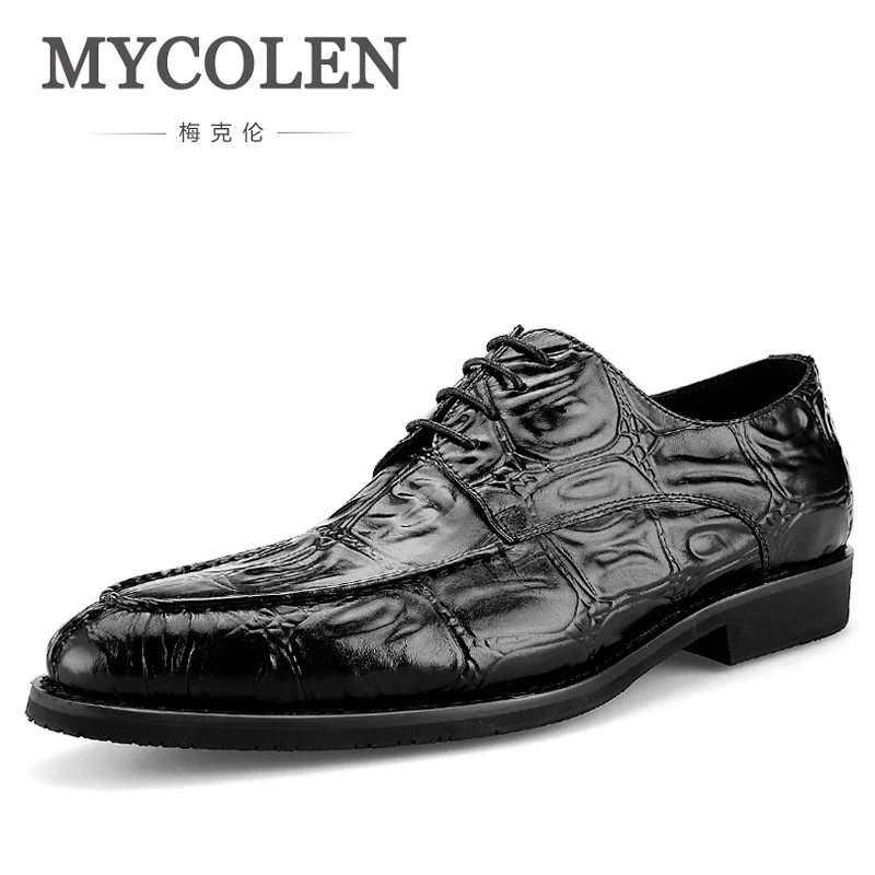 

MYCOLEN 2018 Luxury Designer Formal Men Dress Shoes Genuine Leather Crocodile Wedding Shoes Chaussures Homme De Luxe En Cuir