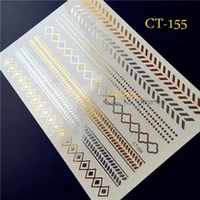 1PC Health Beauty Body Art Temporary Tattoos Flash Metallic chain Tattoo Sticker Women bracelet Jewelry Gold Tattoo Waterproof