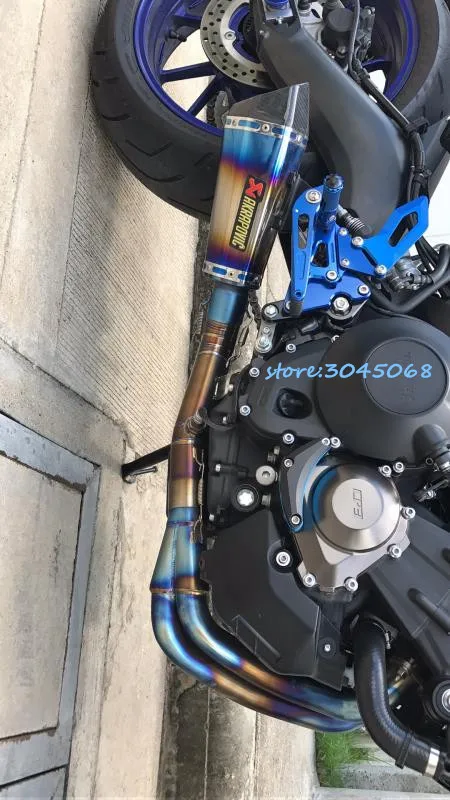 Completa del sistema de Escape de la motocicleta tubo de Escape modificado medio enlace tubo silenciador con etiqueta para Yamaha MT-09 FZ-09 MT09 FZ09