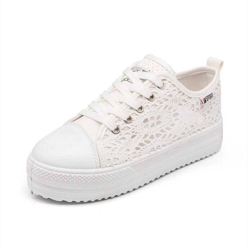 

Woman Casual Shoes White Black Cutouts Thick Soled Platform Shoes Woman Plus Size 35-42 Tenis Feminino Outdoor Sneakers Female