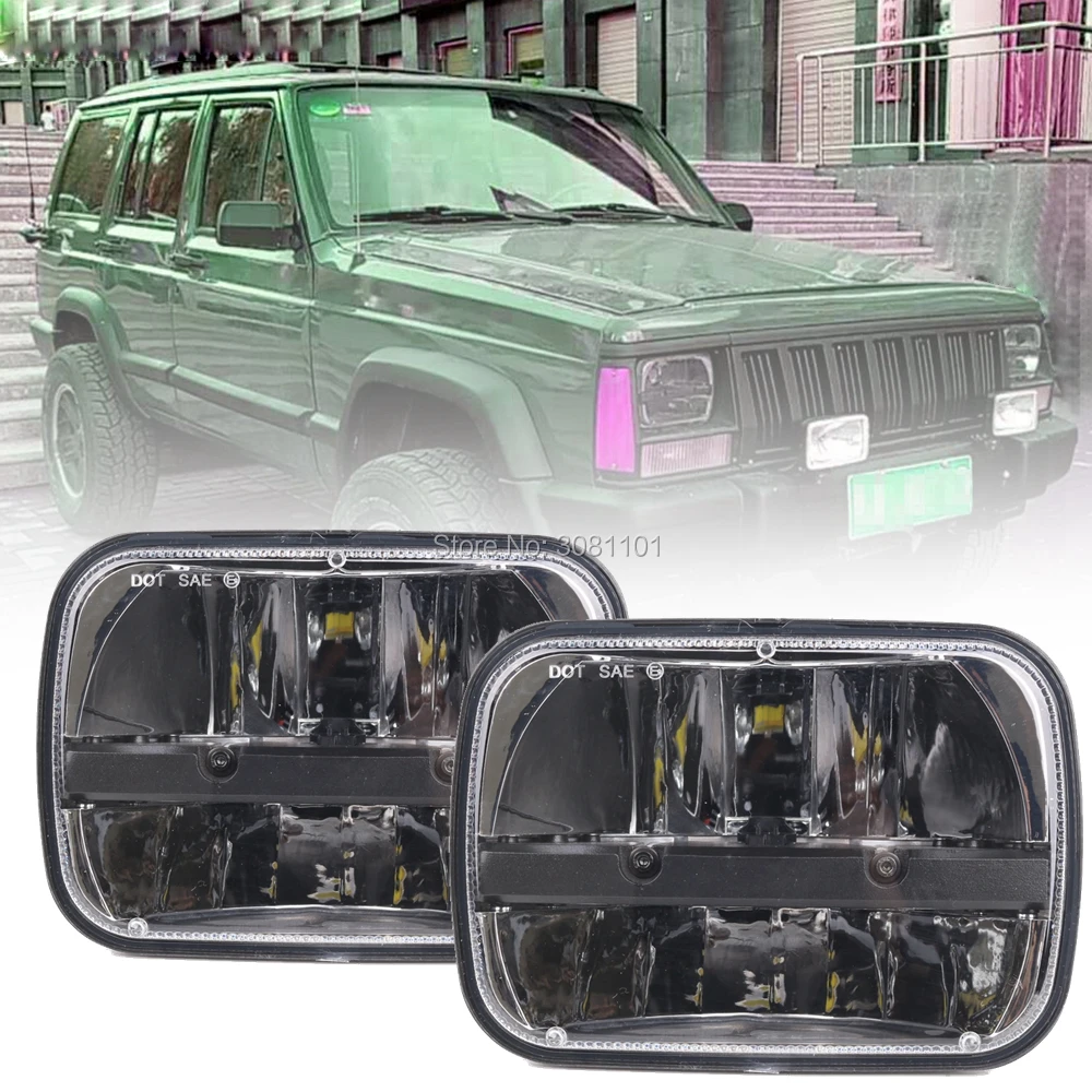 

7" Rectangular Led Headlights High & Low Beam for 1984-2001 Jeep Cherokee XJ Jeep Comanche MJ Jeep Wrangler YJ