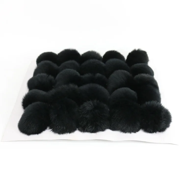 25 шт./лот Diy 6 см красочные помпоны из натурального кроличьего меха для женщин сумка кулон обувь брелоки помпоны аксессуары - Цвет: black