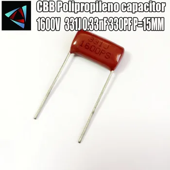

12PCS 1600V 1.6KV 331J 0.33nF 330PF P15 Polypropylene film capacitor pitch 15mm