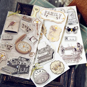 

handmade vintage stickers for scrapbooking 3D layered stickers embellishments