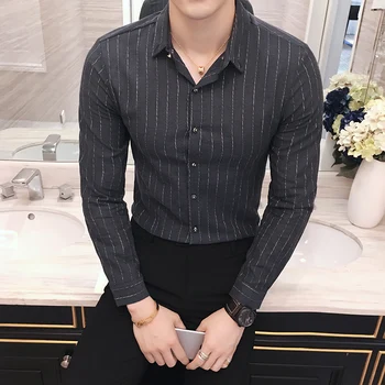

city stripe long sleeve shirts men long sleeve shirt overalls P50 render unlined upper garment to bigger sizes bar