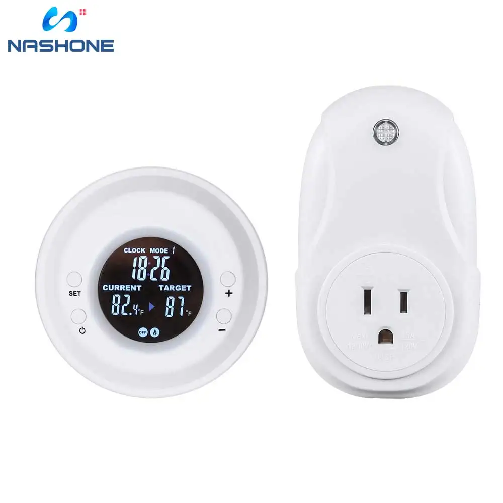 

Digital Wireless Temperature Timer,Remote Control Thermostat Timer with LCD Display Electric Outlet Adjustable Heating Mode